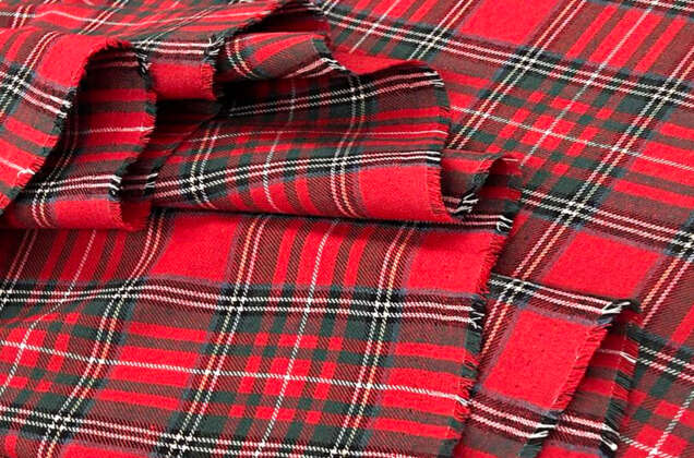 Рубашечная фланель (фуле) 100% хлопок, Клетка красная, Турция 4