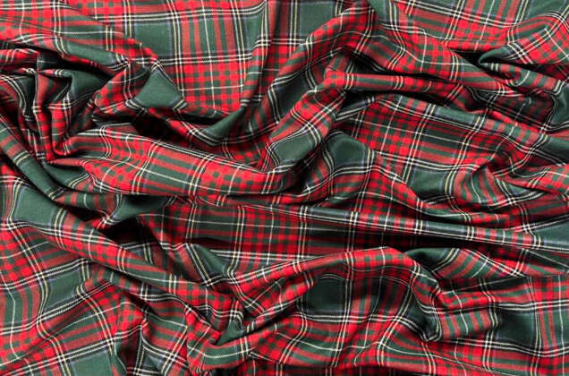Рубашечная фланель (фуле) 100% хлопок, Клетка темно-зеленая с красным, Турция 2