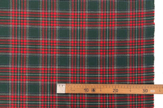 Рубашечная фланель (фуле) 100% хлопок, Клетка темно-зеленая с красным, Турция 3
