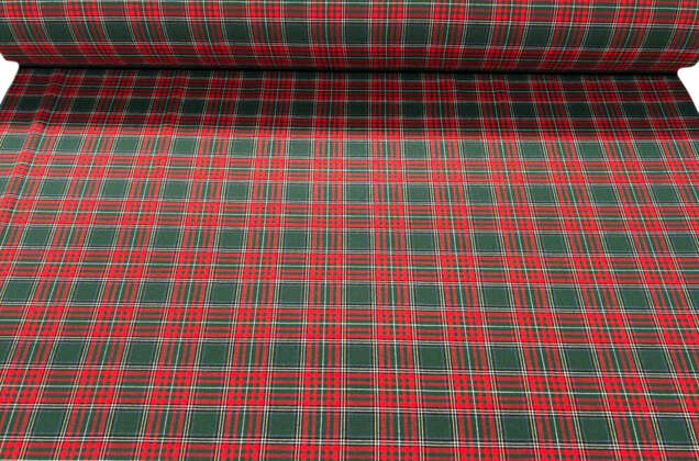 Рубашечная фланель (фуле) 100% хлопок, Клетка темно-зеленая с красным, Турция 4