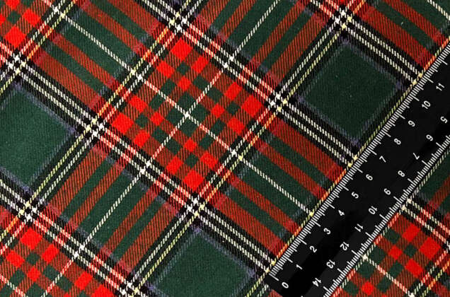 Рубашечная фланель (фуле) 100% хлопок, Клетка темно-зеленая с красным, Турция 1