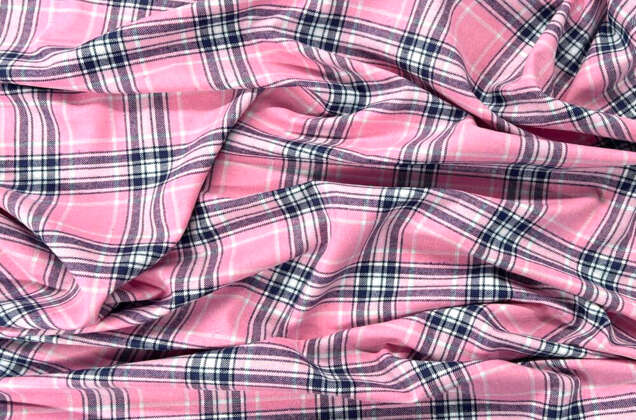 Рубашечная фланель (фуле) 100% хлопок, Клетка розовая, Турция 1