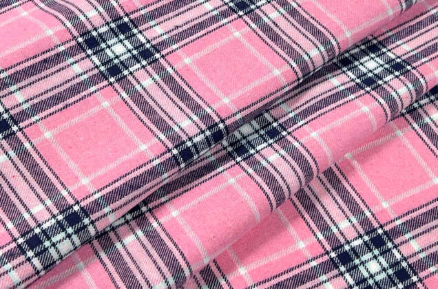 Рубашечная фланель (фуле) 100% хлопок, Клетка розовая, Турция 2