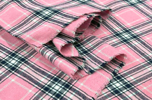 Рубашечная фланель (фуле) 100% хлопок, Клетка розовая, Турция 4