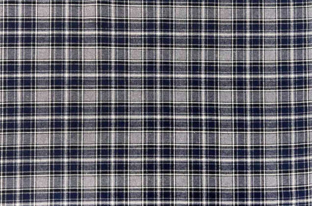 Рубашечная фланель (фуле) 100% хлопок, Клетка серая с синим, Турция 1