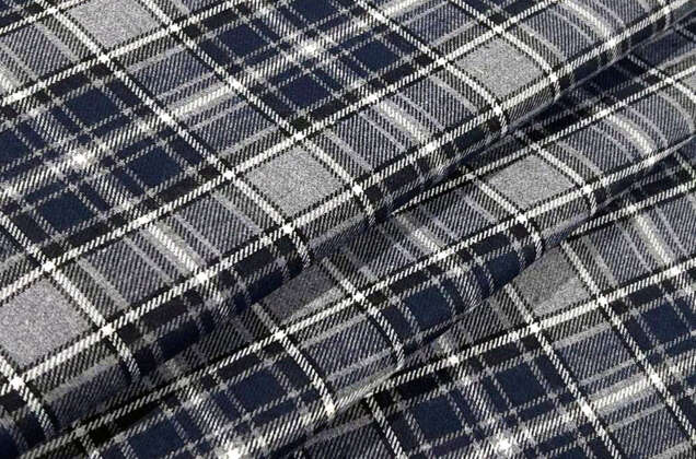 Рубашечная фланель (фуле) 100% хлопок, Клетка серая с синим, Турция 2