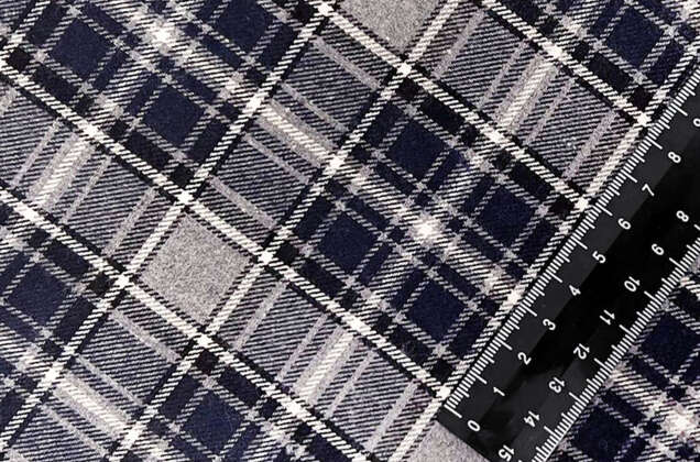 Рубашечная фланель (фуле) 100% хлопок, Клетка серая с синим, Турция 1
