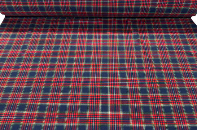Рубашечная фланель (фуле) 100% хлопок, Клетка темно-синяя с красным, Турция 5