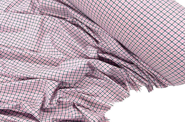 Рубашечная фланель (фуле) 100% хлопок, Клетка мелкая розовая, Турция