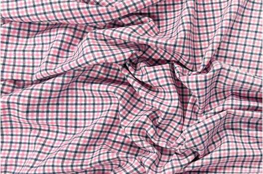 Рубашечная фланель (фуле) 100% хлопок, Клетка мелкая розовая, Турция