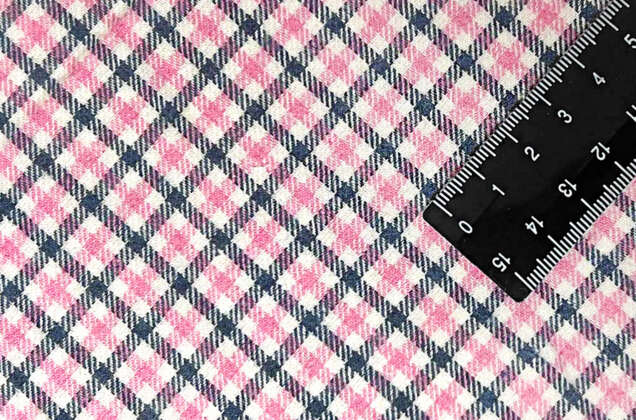 Рубашечная фланель (фуле) 100% хлопок, Клетка мелкая розовая, Турция 1