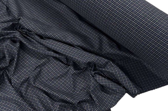 Рубашечная фланель (фуле) 100% хлопок, Клетка мелкая темно-серая с синим, Турция