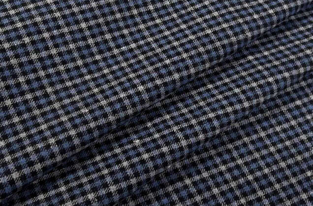 Рубашечная фланель (фуле) 100% хлопок, Клетка мелкая темно-серая с синим, Турция 3