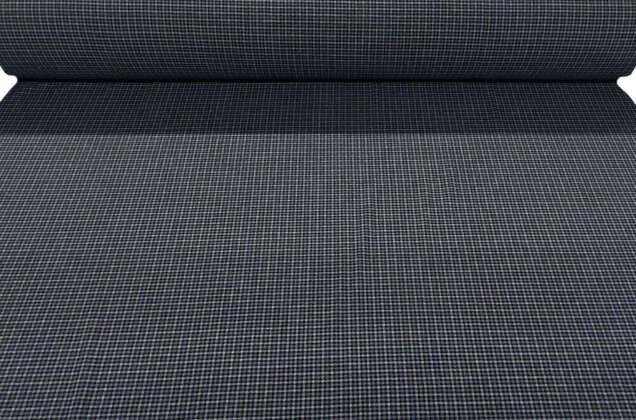 Рубашечная фланель (фуле) 100% хлопок, Клетка мелкая темно-серая с синим, Турция 6