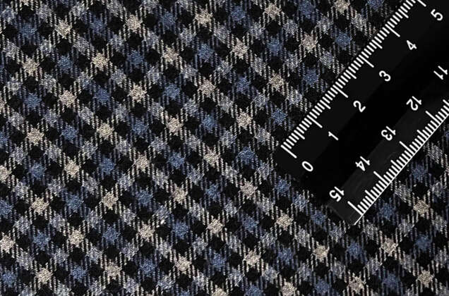 Рубашечная фланель (фуле) 100% хлопок, Клетка мелкая темно-серая с синим, Турция 1