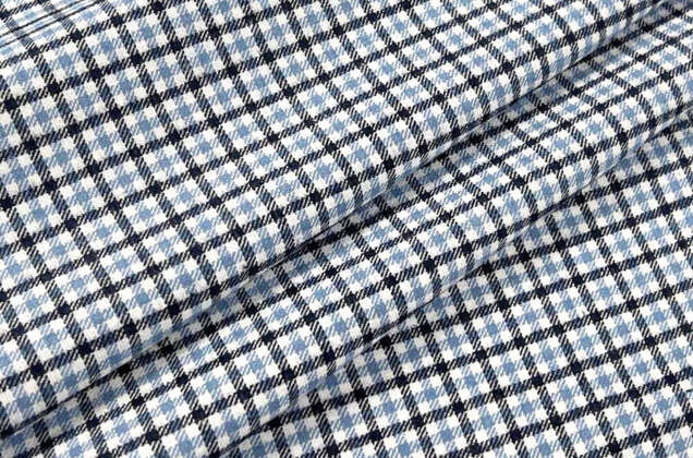 Рубашечная фланель (фуле) 100% хлопок, Клетка мелкая голубая, Турция 1