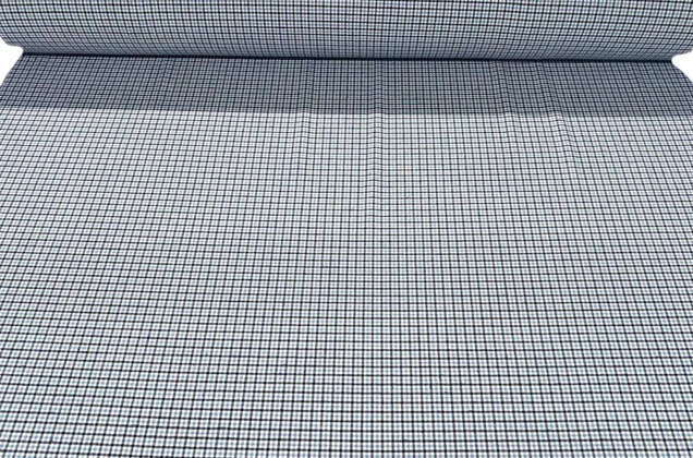 Рубашечная фланель (фуле) 100% хлопок, Клетка мелкая голубая, Турция 5