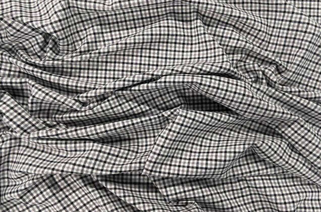 Рубашечная фланель (фуле) 100% хлопок, Клетка мелкая светло-серая, Турция 2