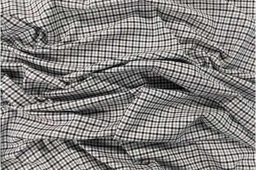 Рубашечная фланель (фуле) 100% хлопок, Клетка мелкая светло-серая, Турция