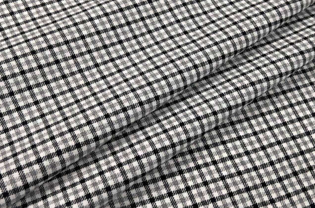 Рубашечная фланель (фуле) 100% хлопок, Клетка мелкая светло-серая, Турция 3