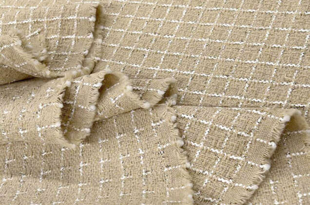 Костюмный Твид в стиле Шанель, бежевый, Турция 7