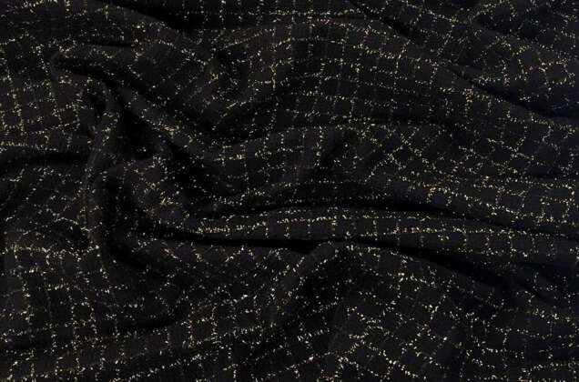 Костюмный Твид в стиле Шанель, черный с золотым люрексом, Турция 1