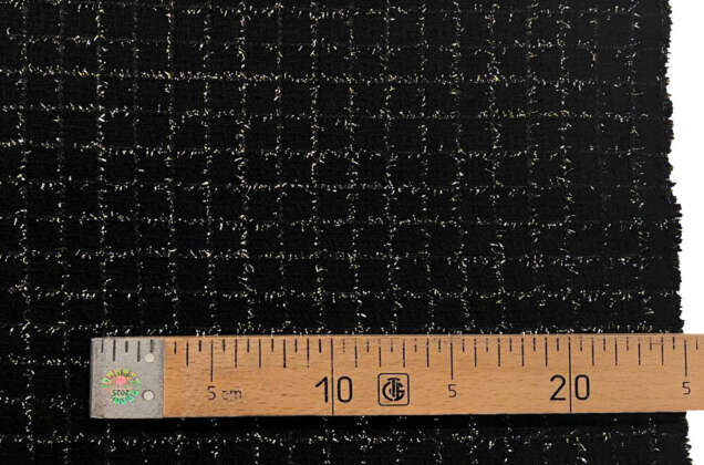 Костюмный Твид в стиле Шанель, черный с золотым люрексом, Турция 3