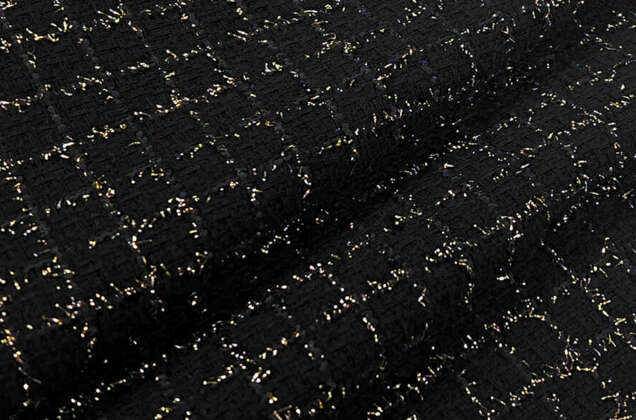 Костюмный Твид в стиле Шанель, черный с золотым люрексом, Турция 4