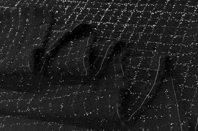 Костюмный Твид в стиле Шанель, черный с серебряным люрексом, Турция 6