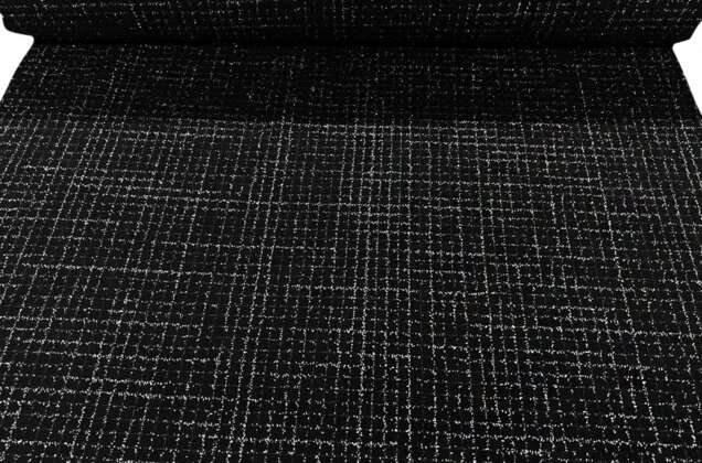 Костюмный Твид в стиле Шанель, черный с серебряным люрексом, Турция 7