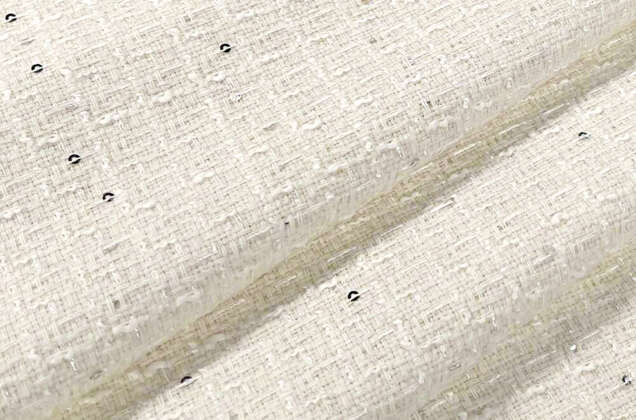 Костюмный Твид в стиле Шанель, молочный с пайетками, Турция 2