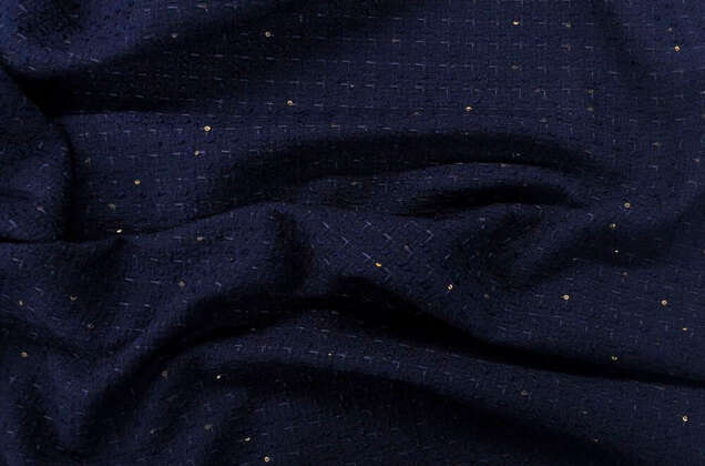 Костюмный Твид в стиле Шанель, темно-синий с пайетками, Турция 1