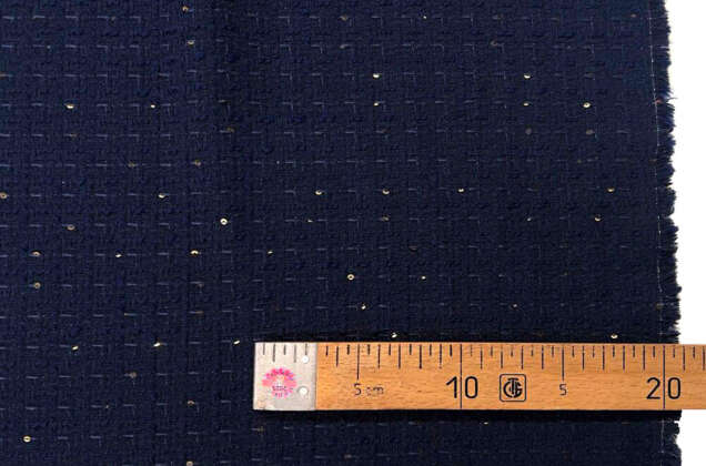 Костюмный Твид в стиле Шанель, темно-синий с пайетками, Турция 3