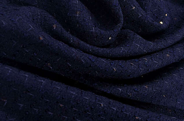 Костюмный Твид в стиле Шанель, темно-синий с пайетками, Турция 7