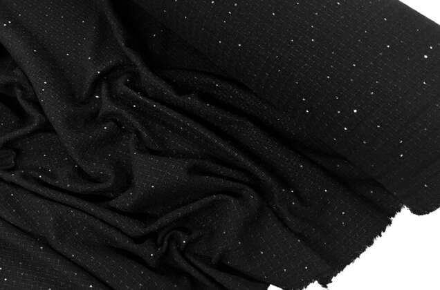 Костюмный Твид в стиле Шанель, черный с пайетками, Турция