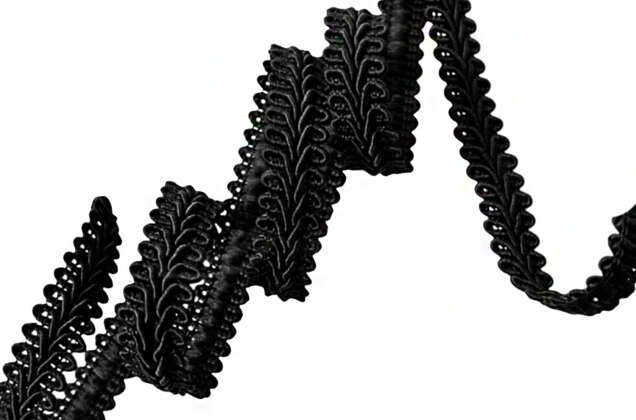 Тесьма Шанель плетеная, черная, 12 мм