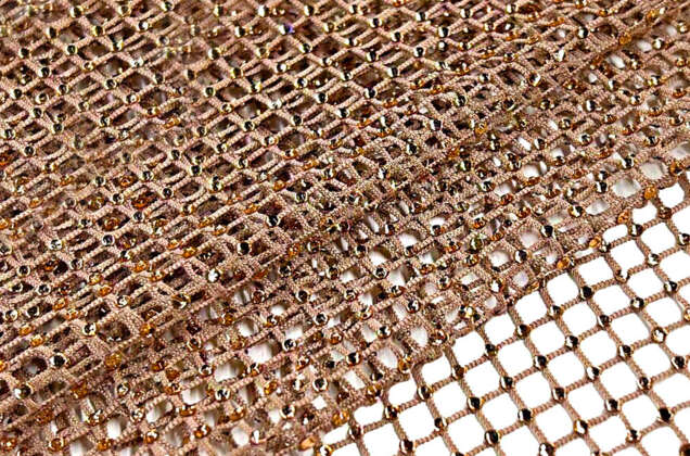Сетка трикотажная со стразами, бежевая, 140 см 6