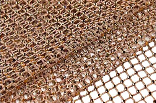 Сетка трикотажная со стразами, бежевая, 140 см