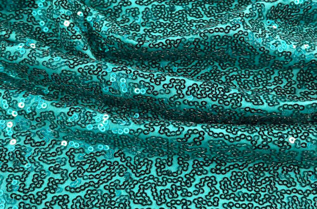 Пайетки 3 мм на масле, бирюзовые, 125 см