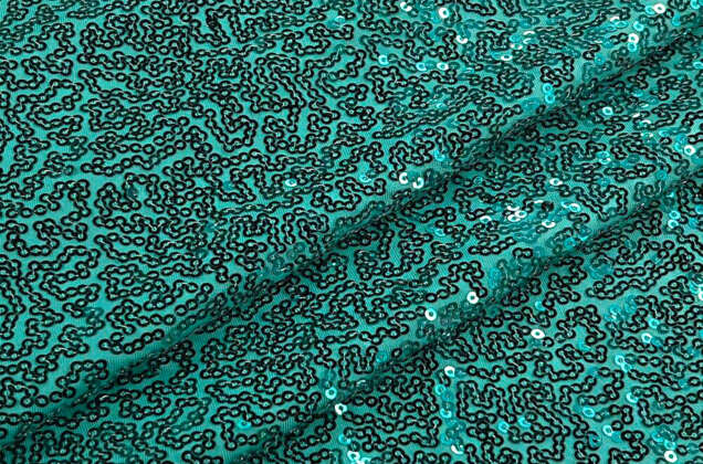 Пайетки 3 мм на масле, бирюзовые, 125 см 1