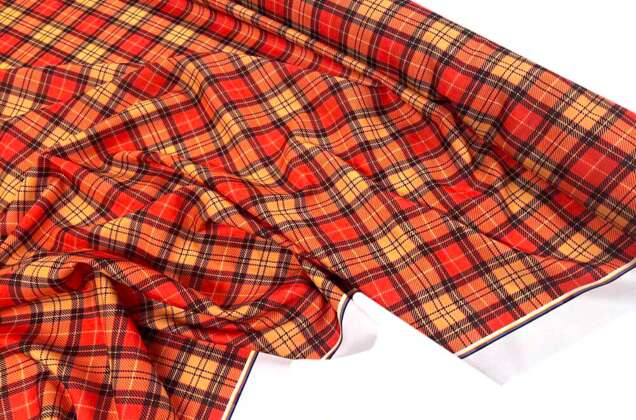 Габардин простой с рисунком, Клетка крупная красная 1