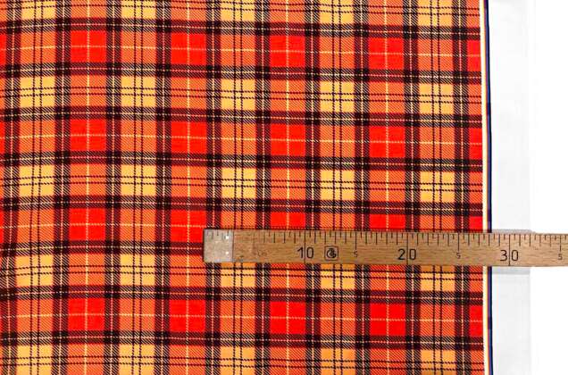 Габардин простой с рисунком, Клетка крупная красная 3