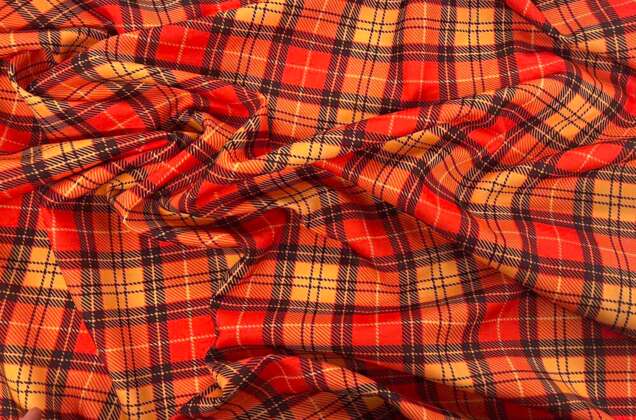 Габардин простой с рисунком, Клетка крупная красная 4