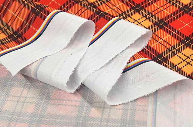 Габардин простой с рисунком, Клетка крупная красная 5