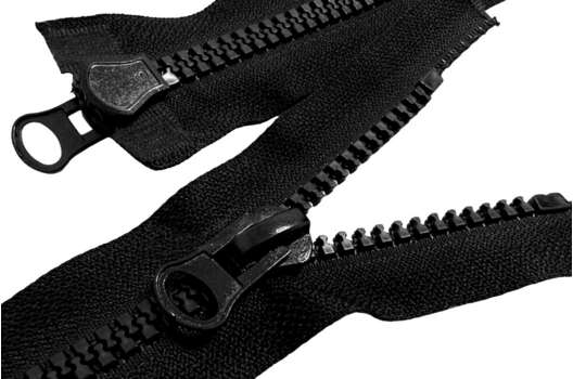 Молния трактор MaxZipper пластиковая, 80 см, тип 8, черная, 2 замка, разъемная