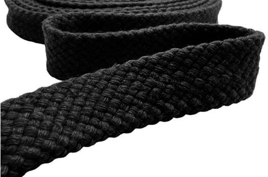 Шнур плоский турецкое плетение, х/б, черный (032), 15 мм