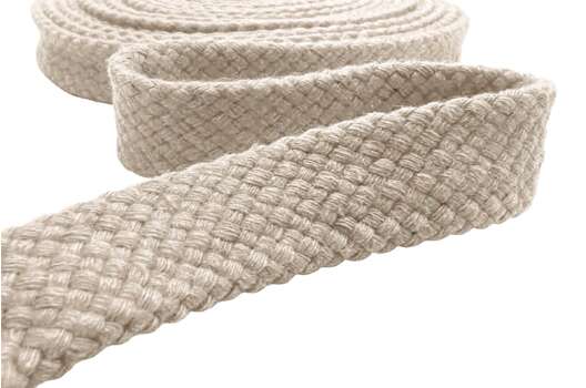 Шнур плоский турецкое плетение, х/б, темный лен (033), 15 мм