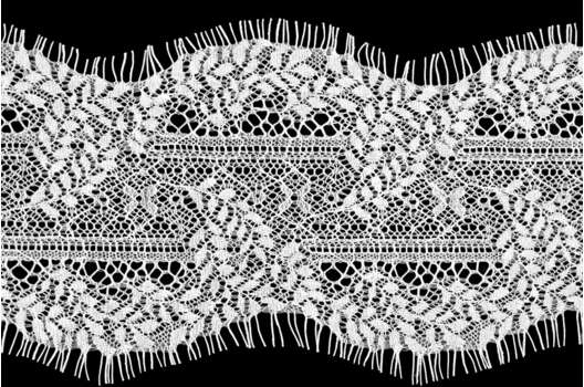 Кружево Шантильи с ресничками, неэластичное, 12 см, белое