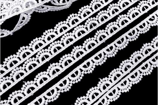 Кружево гипюр матовое (8G8008), неэластичное, 10 мм, иссиня-белое