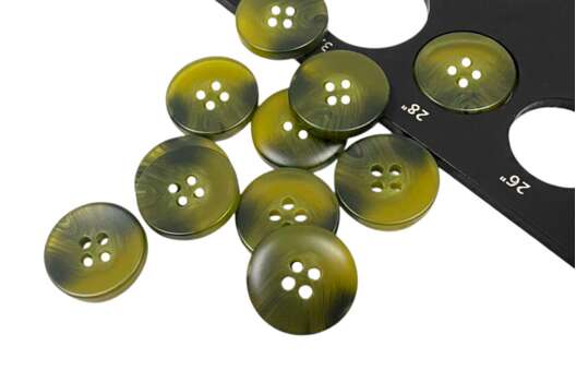 Пуговица пластик CN2823, 4 прокола, зеленая, 18 мм